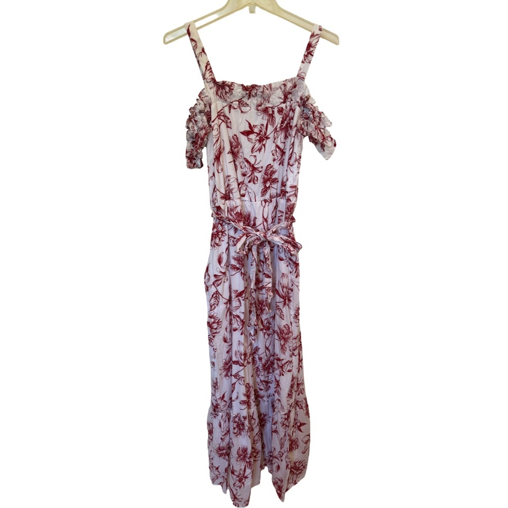 Julia Jordan Red and White Floral Off Shoulder Dress